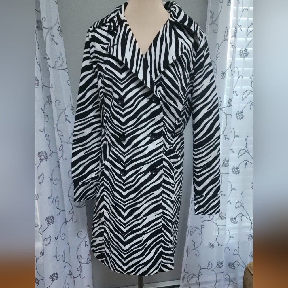 UNIFORM JPR Zebra Pattern Lined  Long Trench Coat Small